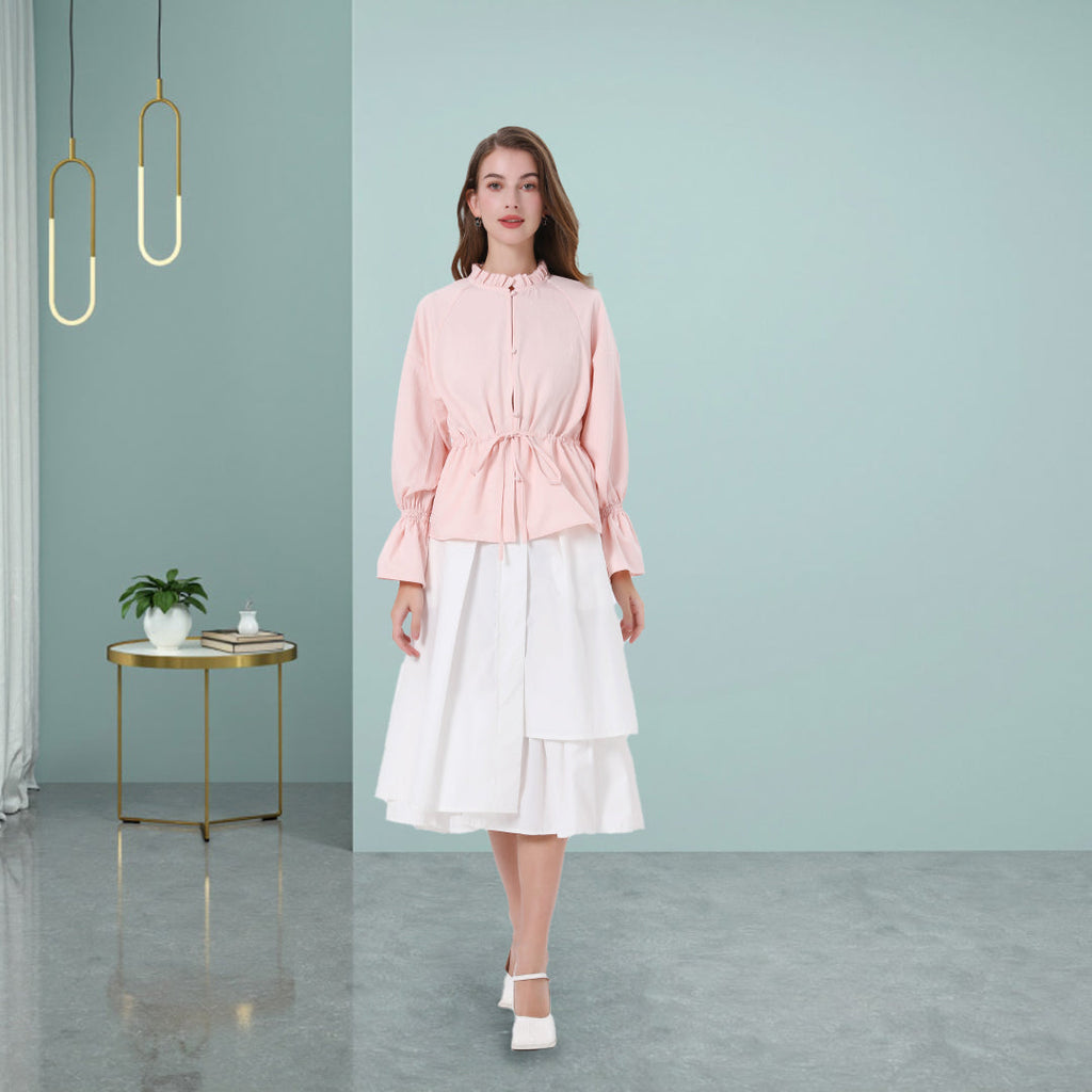 DINADD® Business Casual Hemd mit Rüschenkante & Fransen - Pendler-Komfort