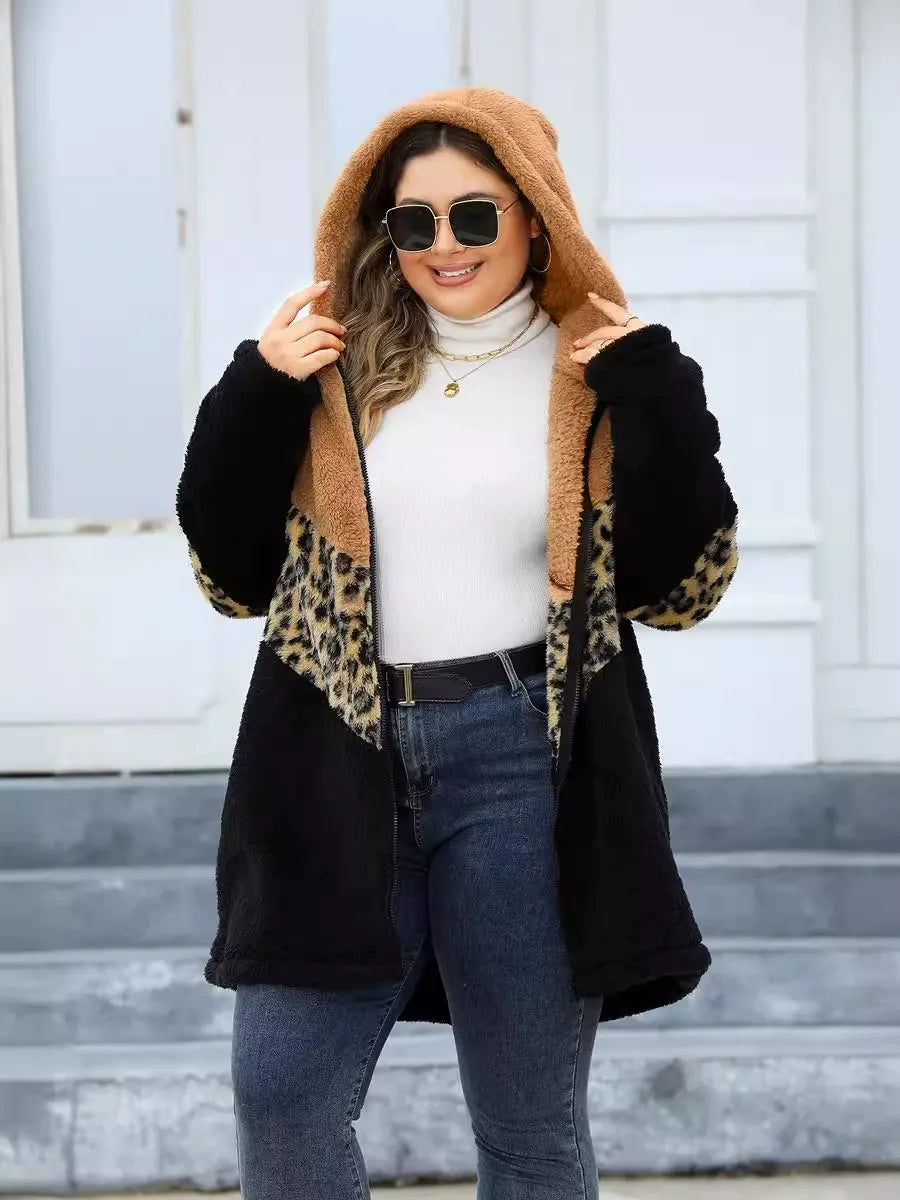 Winter-Special für übergroße Mode | Dreifarbig melierte &nbsp;Kaschmir-Optik jacke