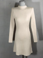 Rippstrick-Kleid mit Stehkragen