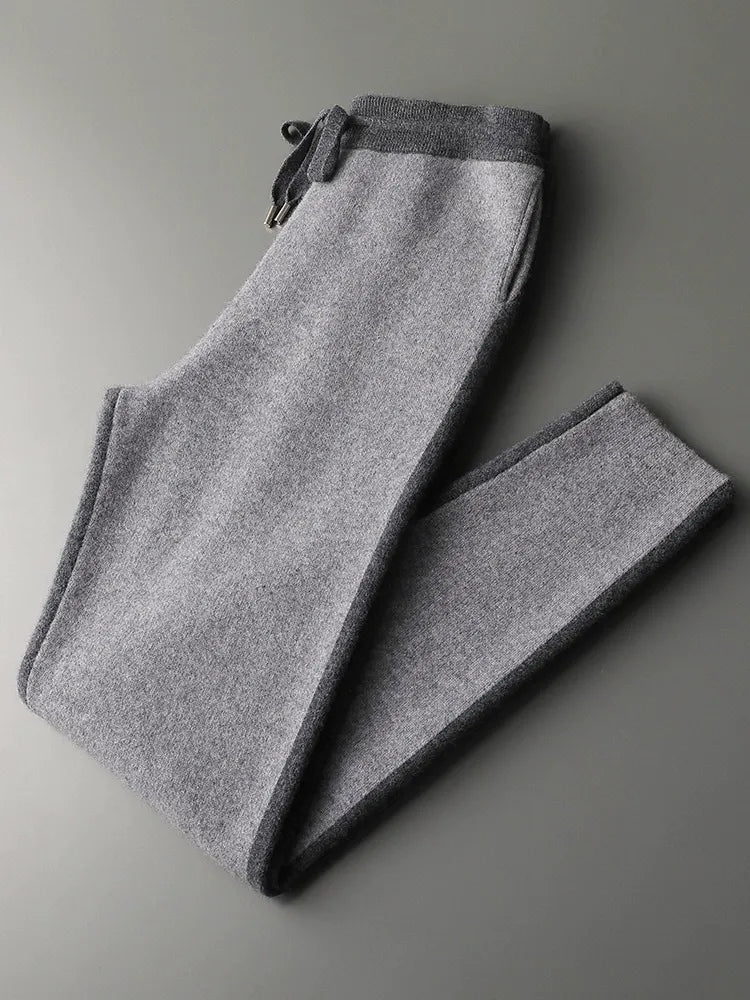 Herren-Set mit Stehkragen-Reißverschluss und Farbkontrast aus Kaschmir