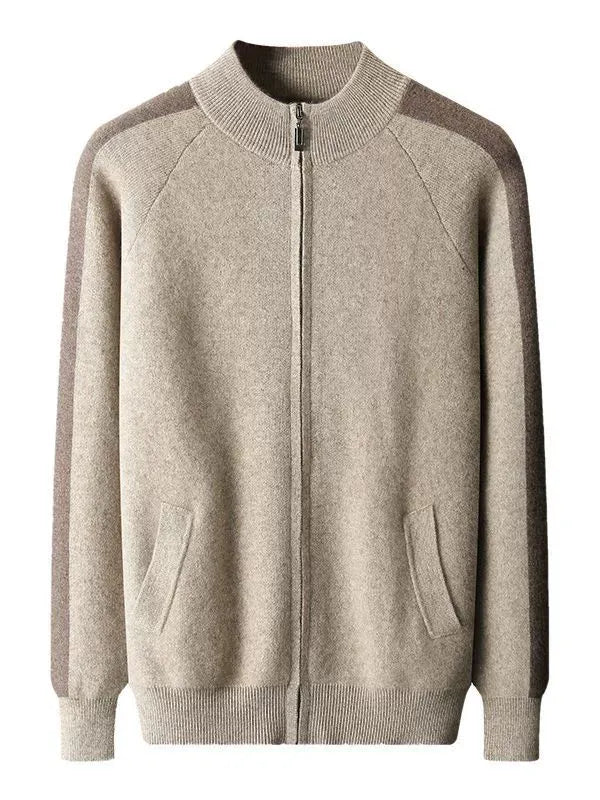 Herren-Set mit Stehkragen-Reißverschluss und Farbkontrast aus Kaschmir