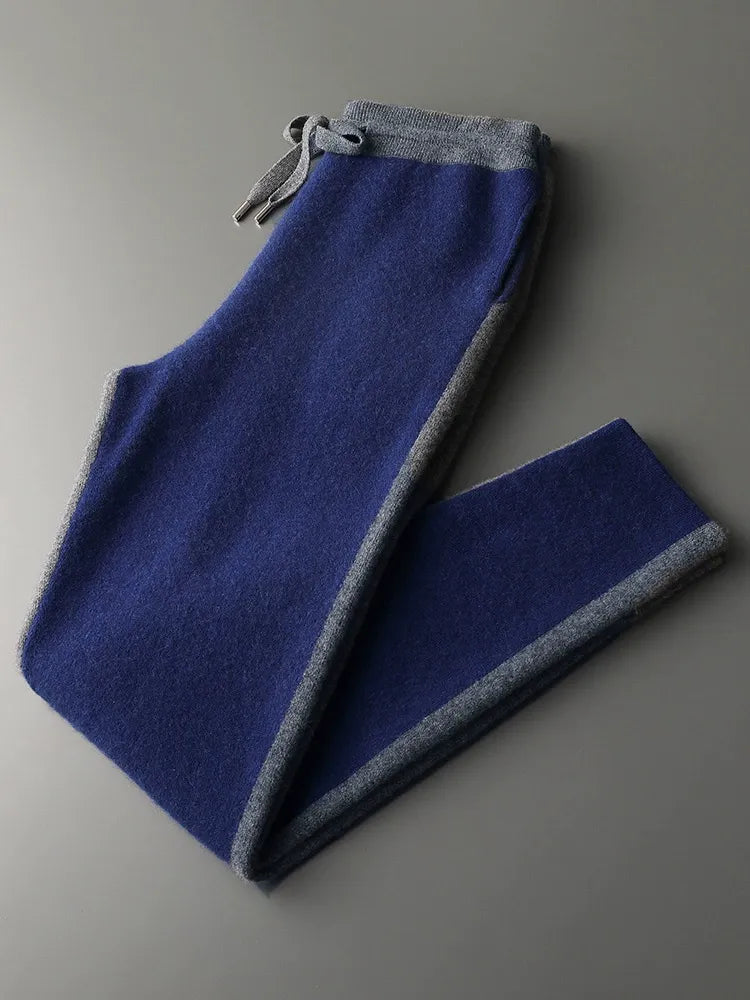 Herren-Set mit Stehkragen-Reißverschluss und Farbkontrast aus Kaschmir