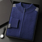 Herren-Set mit Stehkragen-Reißverschluss und Farbkontrast aus Kaschmir