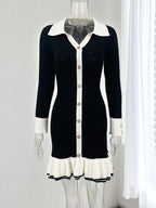 Hepburn-Style Strickkleid mit Kontrastakzenten | Zeitlose Eleganz neu interpretiert