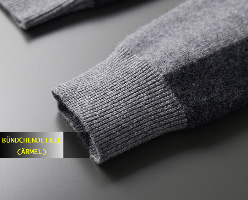 Herren-Set mit Stehkragen-Reißverschluss und Farbkontrast aus Kaschmir