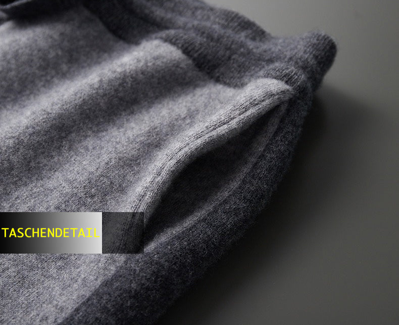 Herren-Set mit Stehkragen-Reißverschluss und Farbkontrast aus Kaschmir