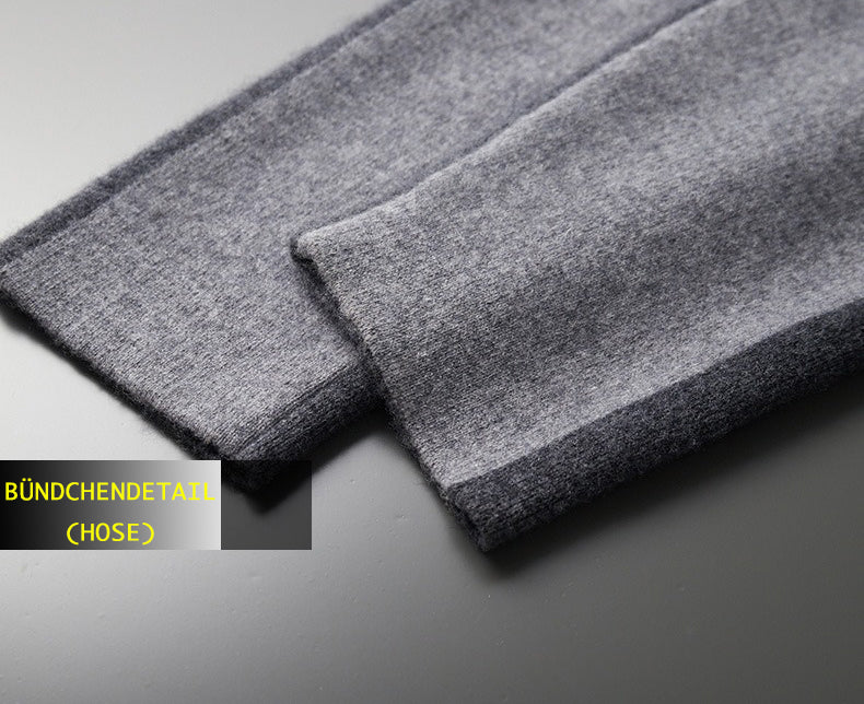 Herren-Set mit Stehkragen-Reißverschluss und Farbkontrast aus Kaschmir